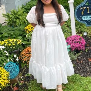 White French Puff Dress